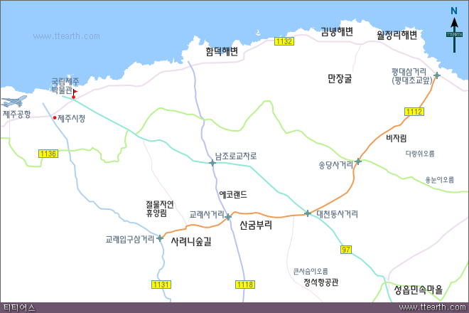 제주 동부 내륙 지도