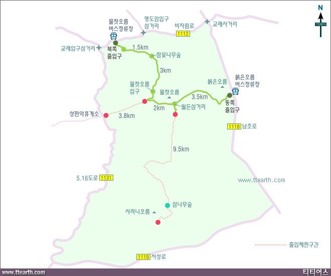 사려니 숲 지도